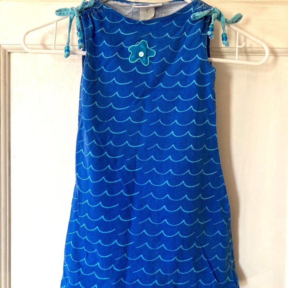 BIG FISH/SWEET POTATOES Girls' Adorable Ocean Waves & Starfish Slvls Dress ~ Sz